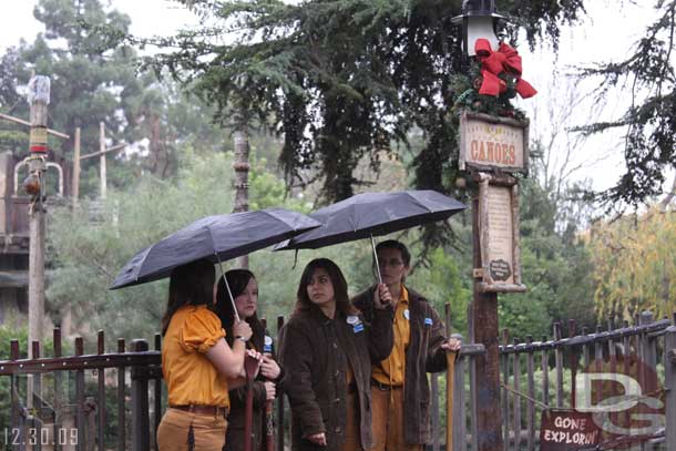 The canoes were closed due to the weather and the CMs were standing out front of the attraction.