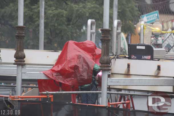 Welding in the rain.