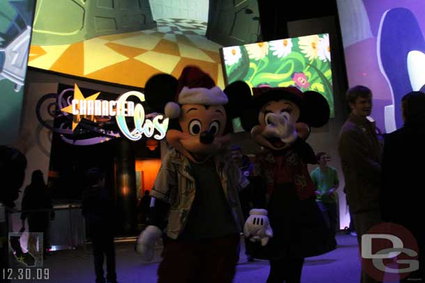 The characters were inside the Animation building due to the weather.