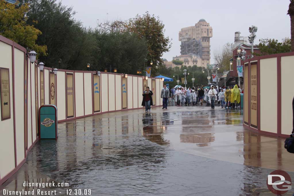 The parade route walkway is open again, but still walls on both sides.