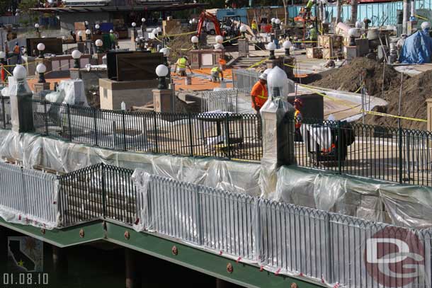 The supports for the boardwalk are going in (the planks will sit on top of these beams)