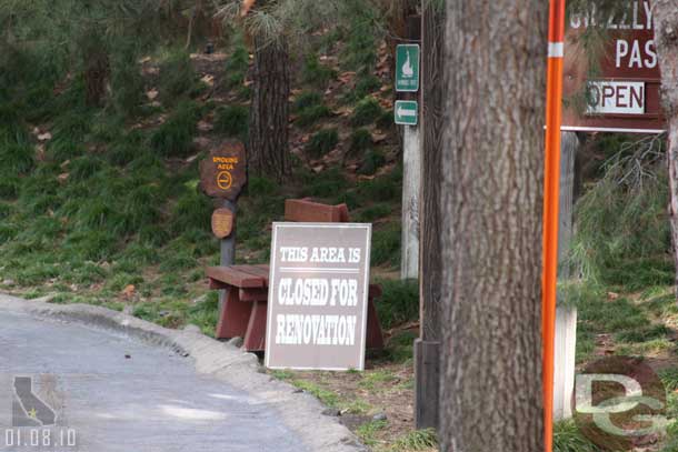 The smoking area has moved since the ride is down for rehab