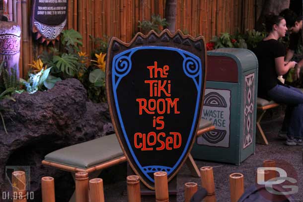 The Tiki Room was closed for some reason.