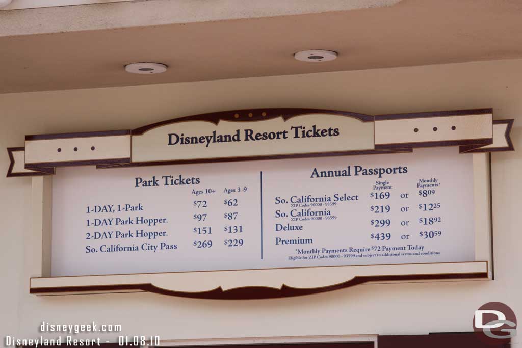 Prices went up last Monday on Annual Passes.  Here are the current rates.