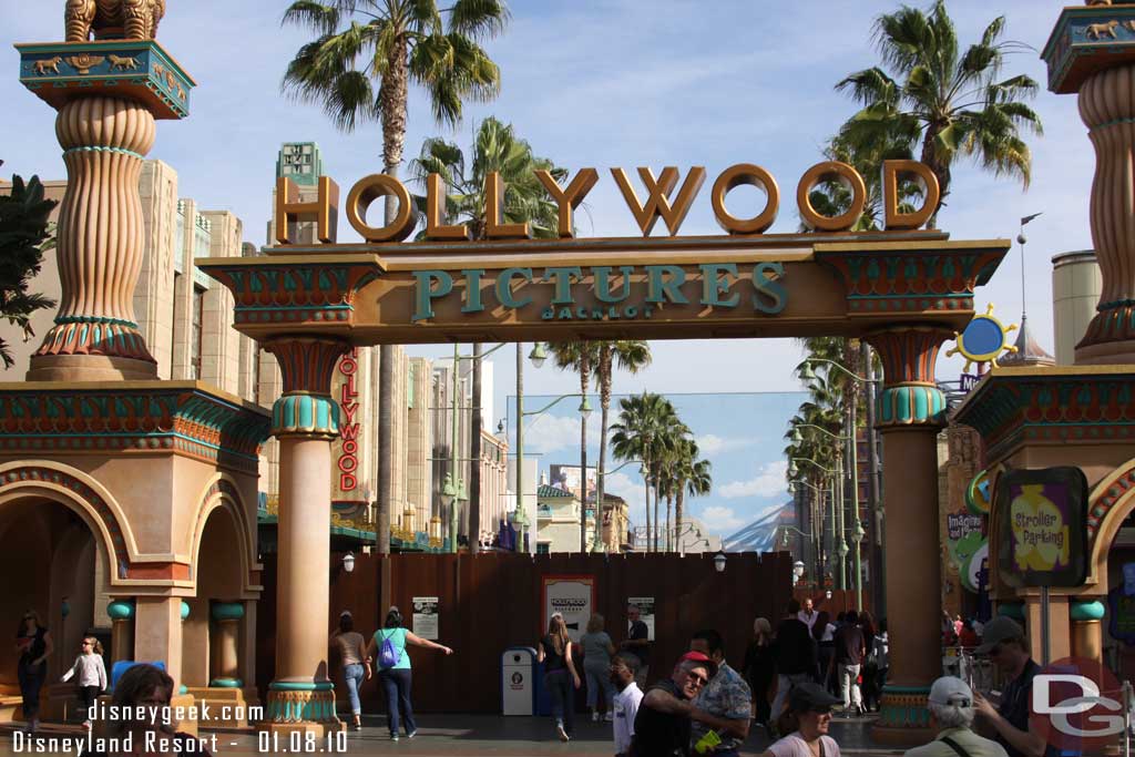 Walls have gone up on the backlot as the street is redone for the red cars.