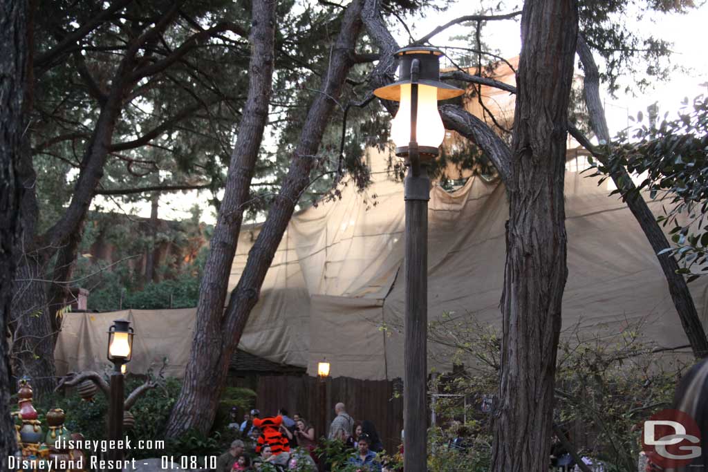 Tarps are up in Critter Country as the shops are under wraps.