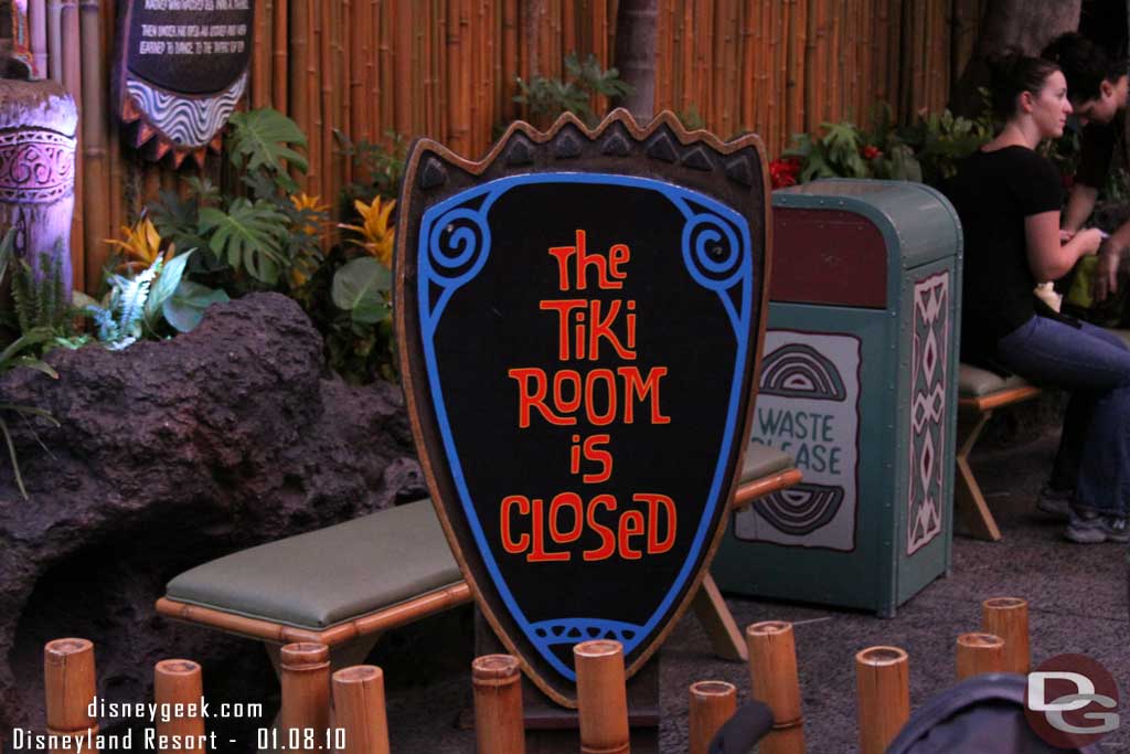 The Tiki Room was closed for some reason.