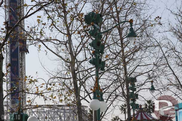 The parade route lights have been installed on one Bay side of the street.