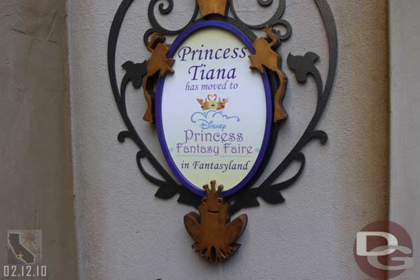 The Princess has moved to be with the others in Fantasyland now.