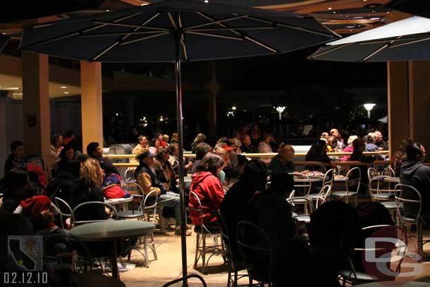 Even though there was no food being sold, the tables at the Tomorrowland Terrace were full.