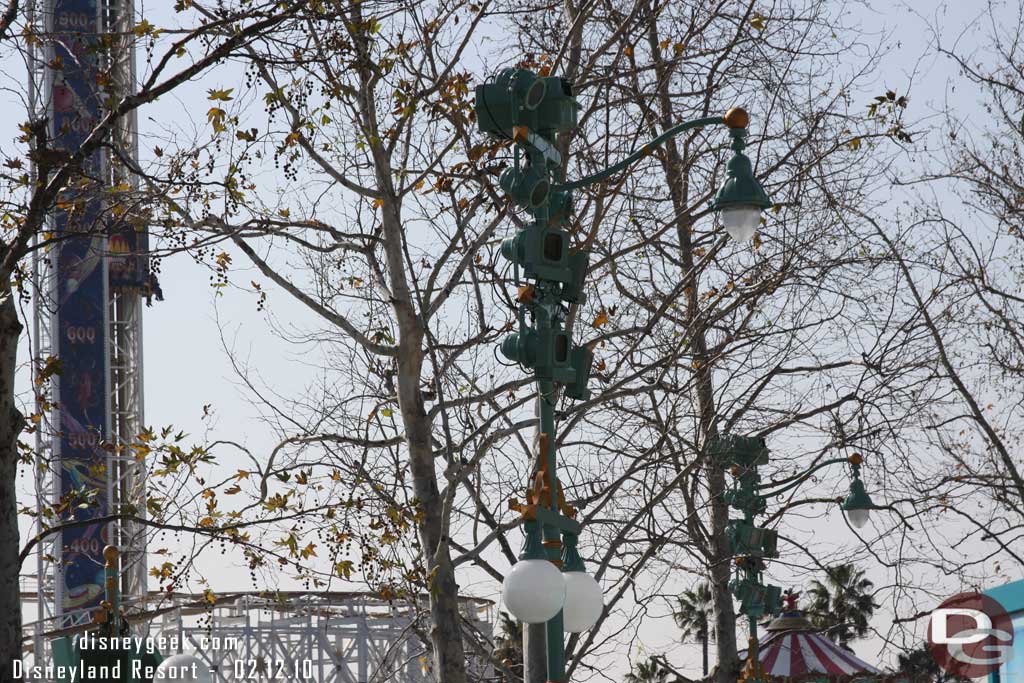 The parade route lights have been installed on one Bay side of the street.