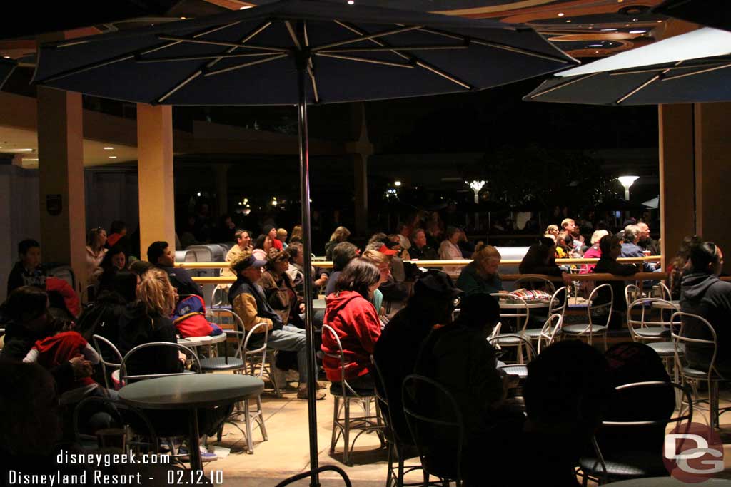 Even though there was no food being sold, the tables at the Tomorrowland Terrace were full.