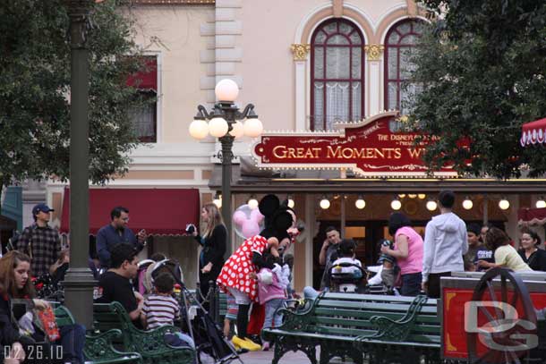 Mickey and Minnie werr out by the flag pole