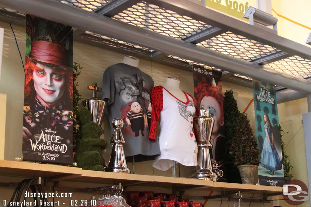 There was more Alice in Wonderland merchandise in the Greetings from California store