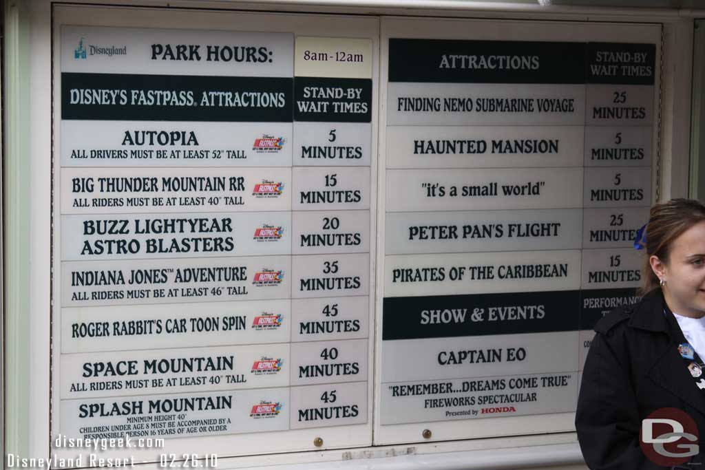 The wait times around 5pm