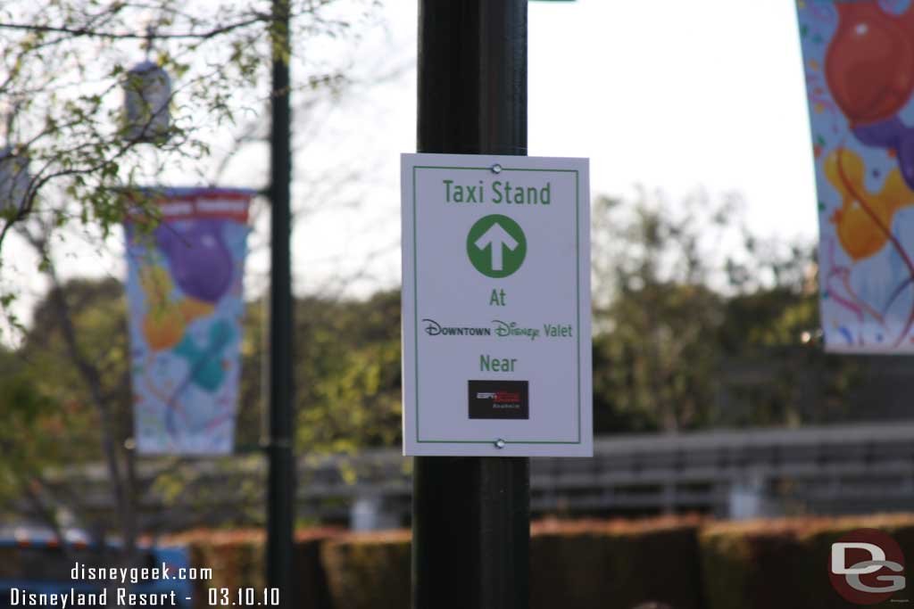 Noticed this new sign.  The taxi location has moved to the other side of the property.