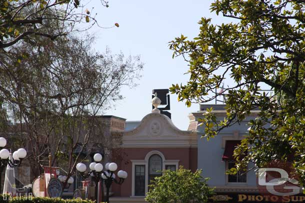 A spotlight was still up on Main Street.