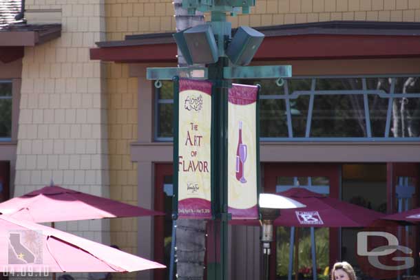 Their are food and wine banners up along Downtown Disney