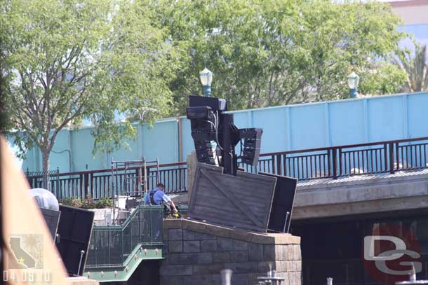 They were raising the speakers that are stored in the housing closes the bridge to the pier.