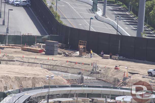 A better shot of the far area where they have the forms and rebar in for the foundation of the track as it goes around the corner