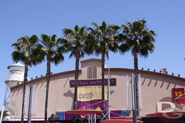 Stage 12 has a large banner for the Food and Wine festival