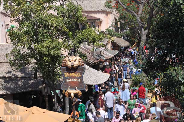 Looking down at Adventureland from the tree house