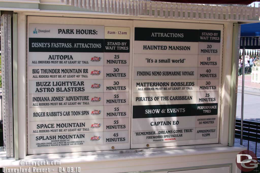 The wait times around 1:50pm