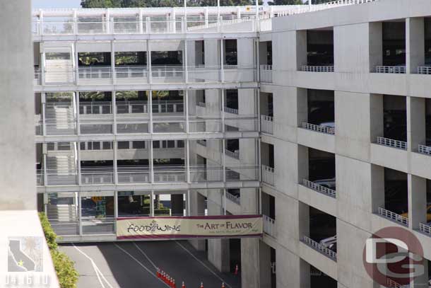 Heading toward the parks, noticed the parking structure banner is for the Food and Wine