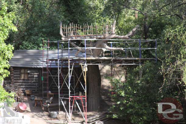 Work near the cabin.  Is that a tree house taking shape?