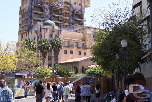 There are now walls blocking off the entrance and Fastpass area from Tower.  The walls come all the way out to the corner near the Hyperion queue.