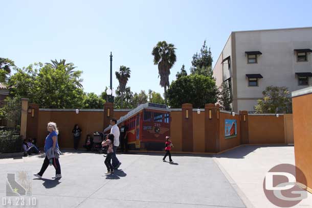 This would be looking right at the walkway to Bugs (Tower is on the left and the fastpass distribution area is in the trees on the right).