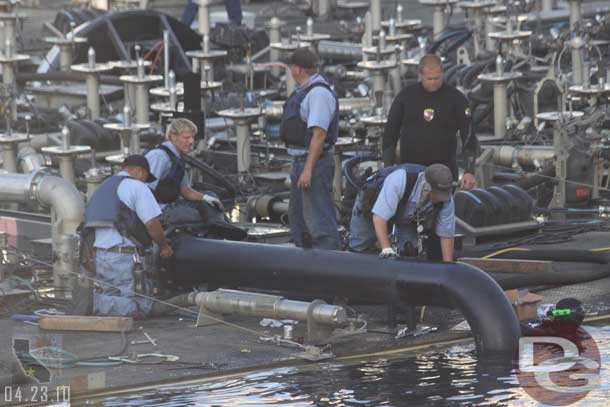 There were a handful of guys working on the pipe for the right most water screen