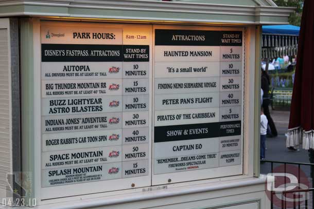 The wait times around 7:20pm