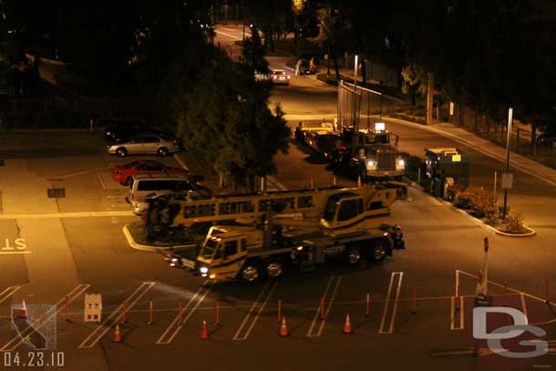 While watching the fireworks, noticed a large crane and a truck with some equipment pulled into the staging area.  I could not tell what project it was for.