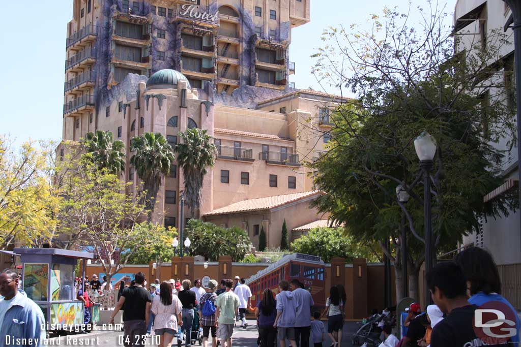 There are now walls blocking off the entrance and Fastpass area from Tower.  The walls come all the way out to the corner near the Hyperion queue.