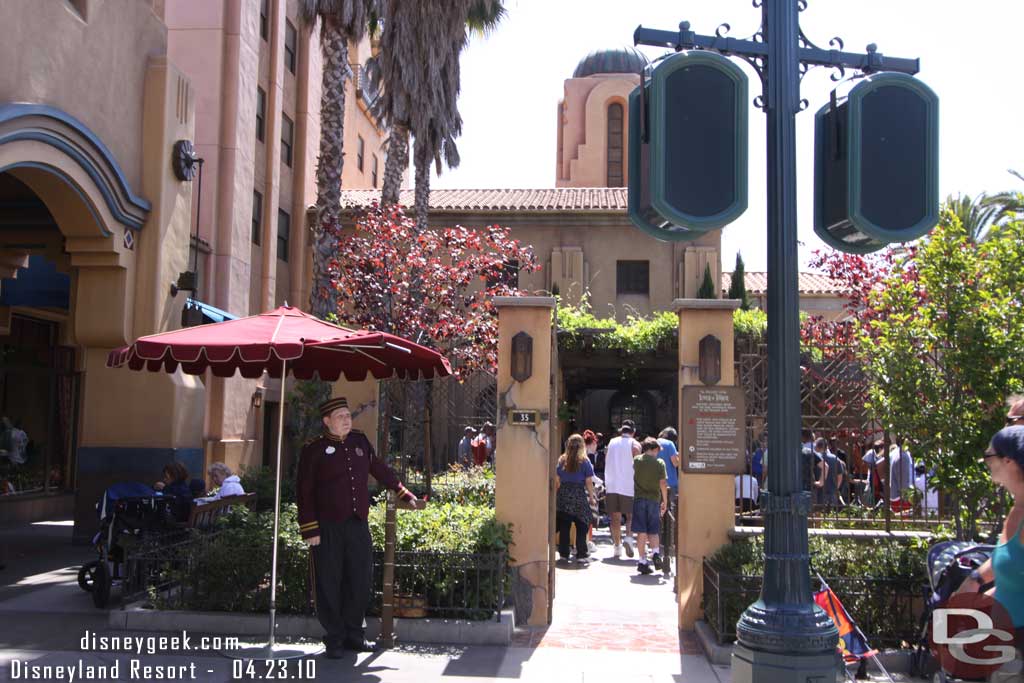 The temporary entrance, no Fastpass while the construction is going on.