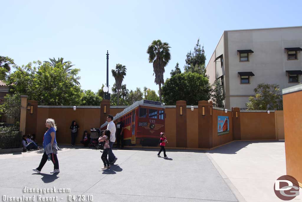 This would be looking right at the walkway to Bugs (Tower is on the left and the fastpass distribution area is in the trees on the right).