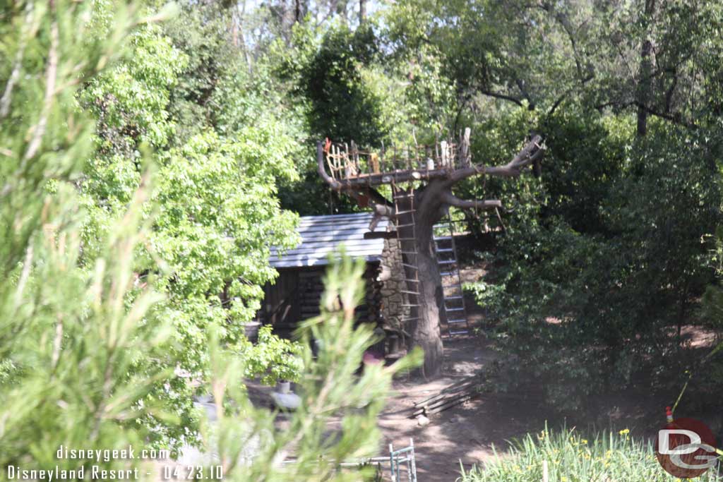 The scaffolding is down and it looks like a partial treehouse or lookout tower was built.