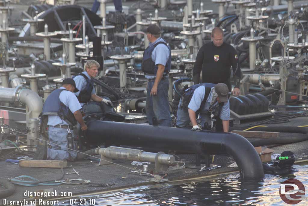 There were a handful of guys working on the pipe for the right most water screen