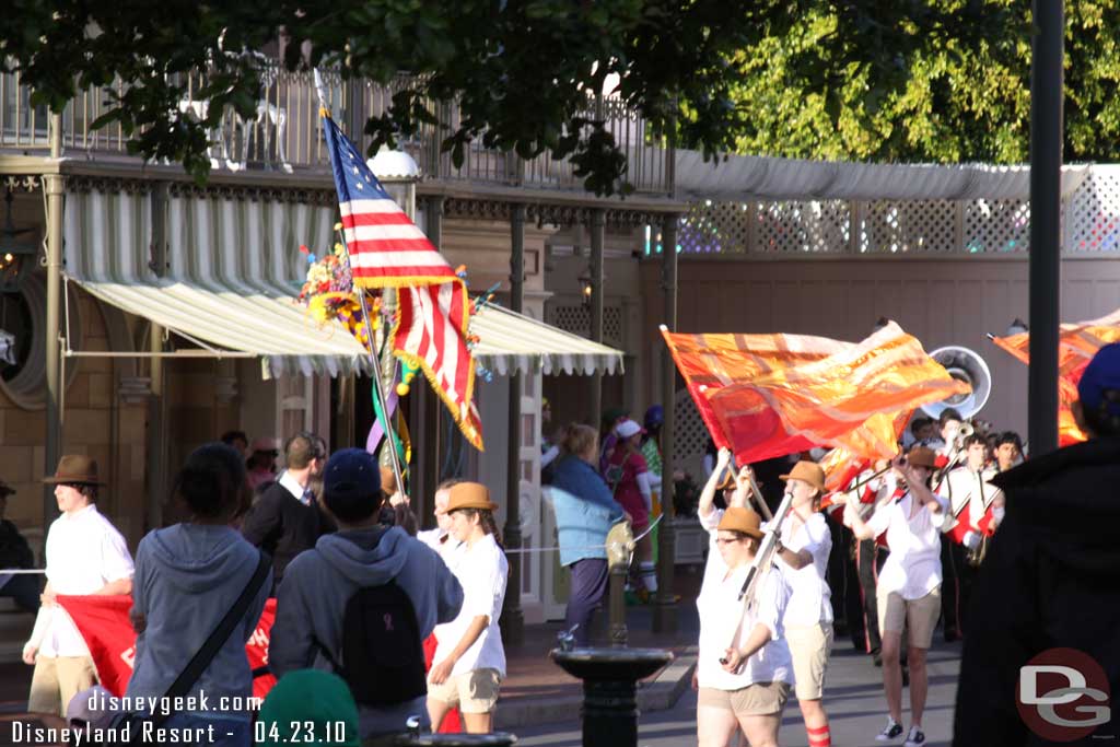 There were several bands before the Street Party.. this one was interesting.. it played the theme from Indiana Jones and their color guard even sported the hats/outfit.