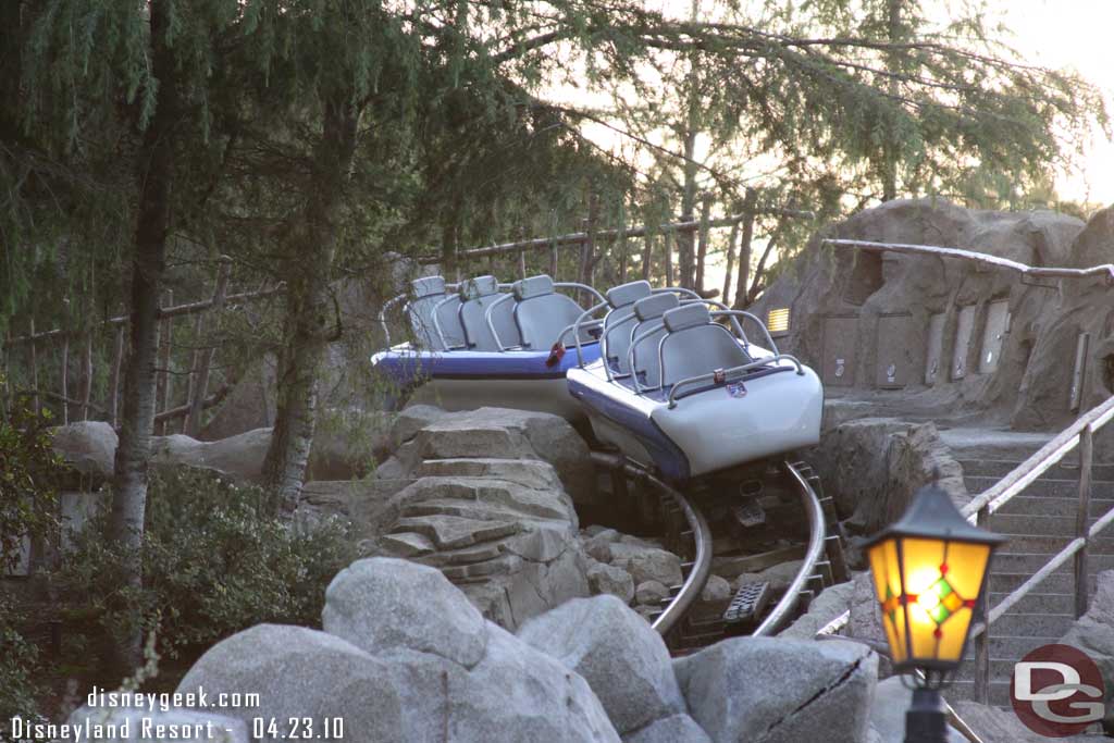 I was walking by the Matterhorn and they were cycling some sleds.  I wondered if they new one was on the track and guess what, the next sled by was the new one..