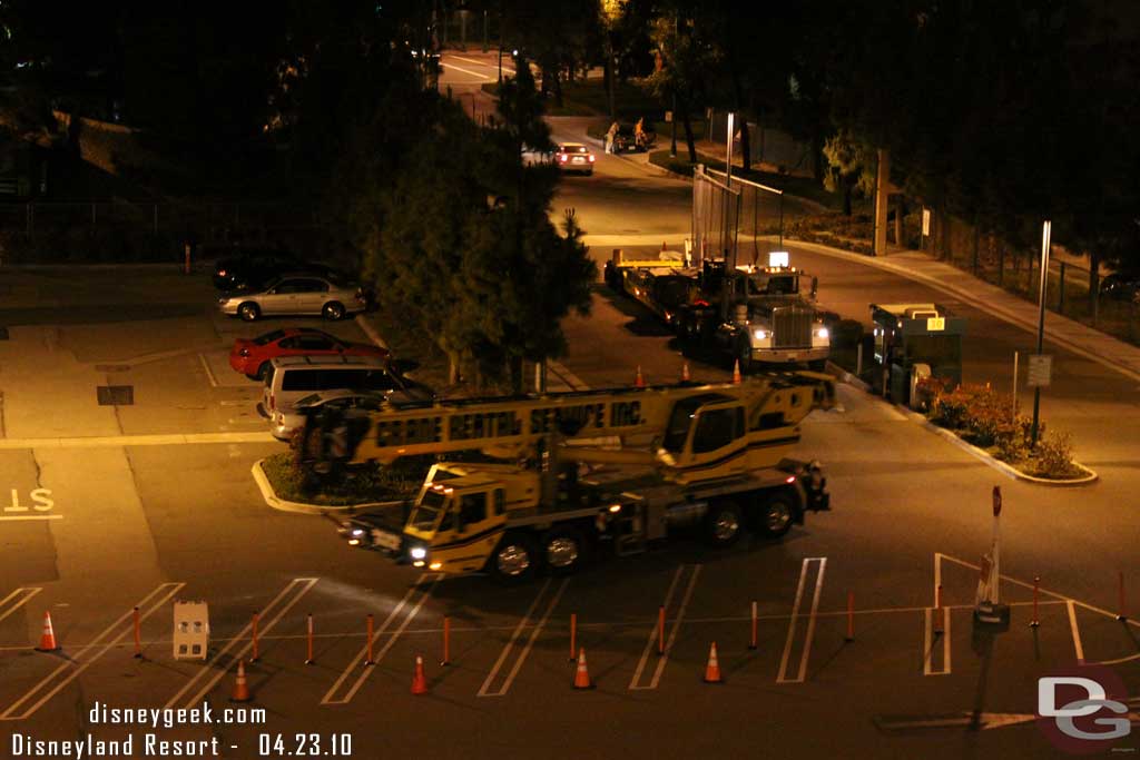 While watching the fireworks, noticed a large crane and a truck with some equipment pulled into the staging area.  I could not tell what project it was for.