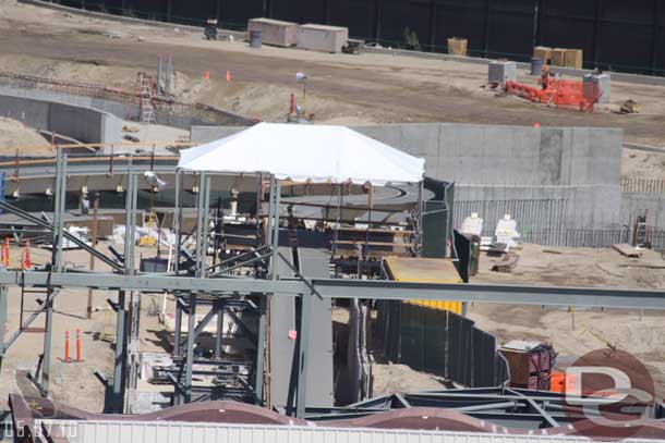 A tent over the track of the test area, this is where the removable section goes.