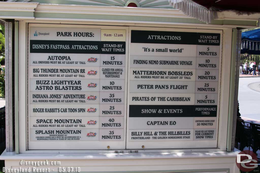 The wait times around 1:50pm