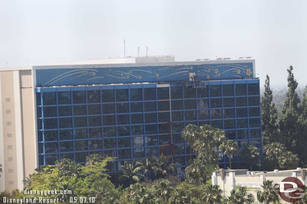 The Disneyland Hotel exterior is looking nearly complete now.