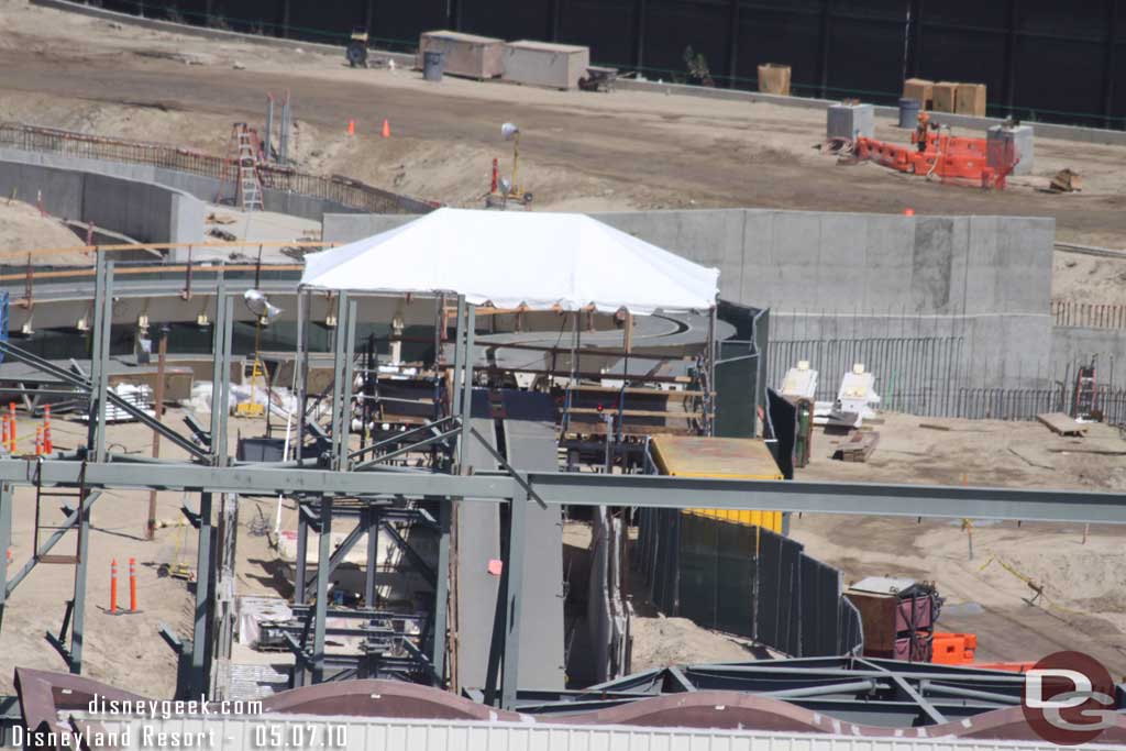 A tent over the track of the test area, this is where the removable section goes.