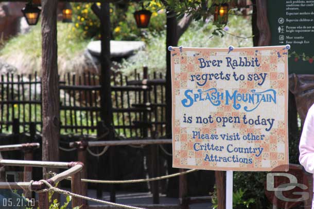 Splash Mountain is down for its annual work