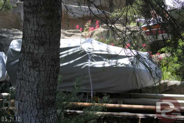 The new sled for the Matterhorn is still on the tracks, underwraps.