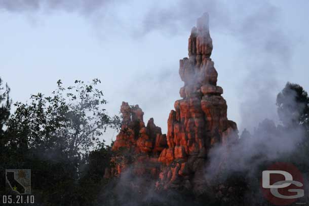 Time for a twilight cruise on the Mark Twain.  Thought this was interesting with the steam in front of Big Thunder.