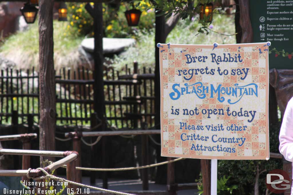 Splash Mountain is down for its annual work